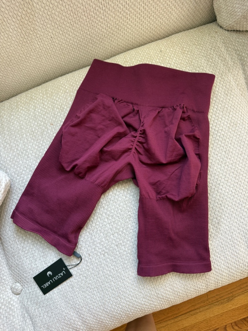 Lazuli High Waist Scrunch Butt Seamless Biker Shorts - Burgundy
